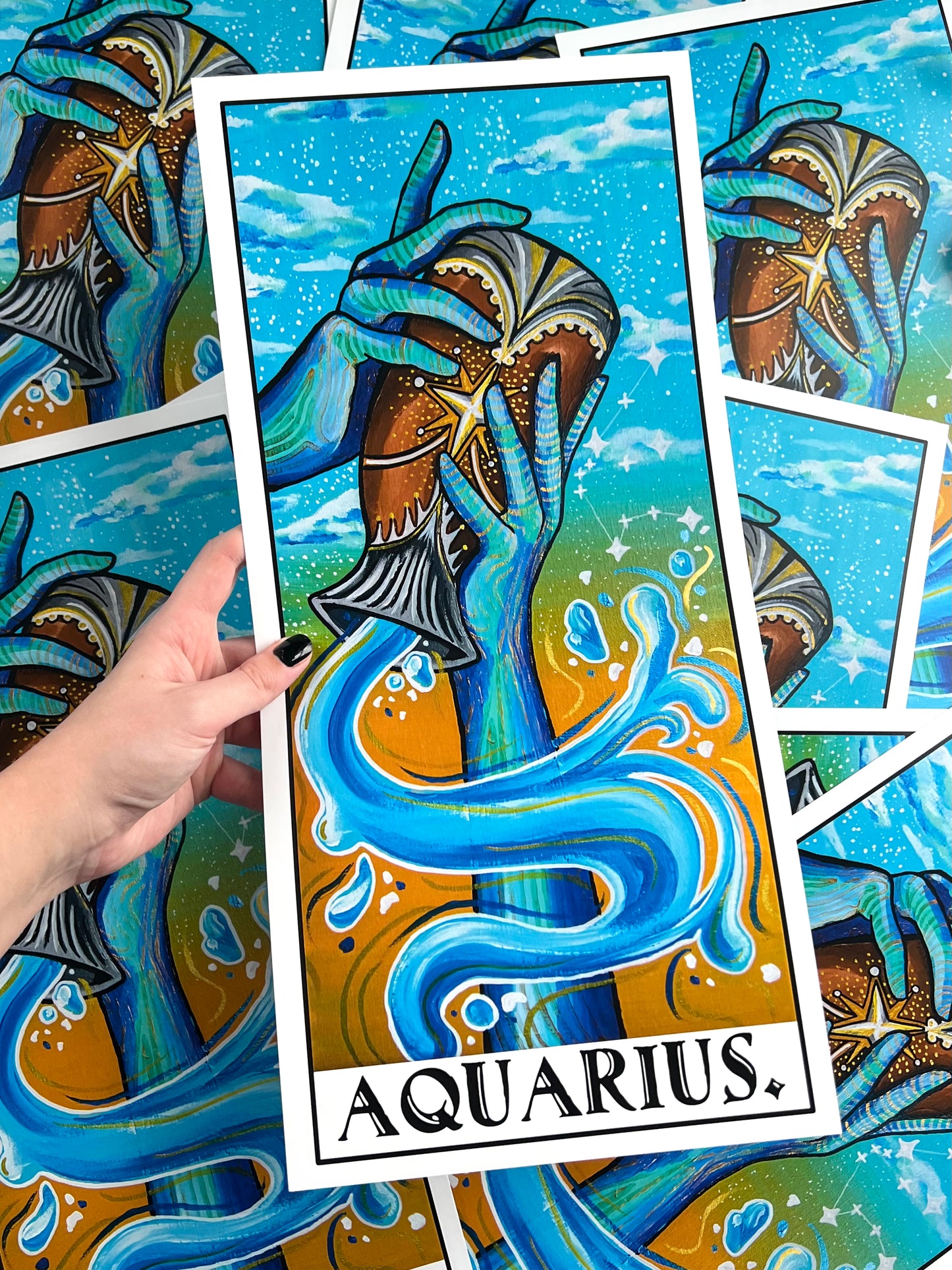 Aquarius Hands Print With Words